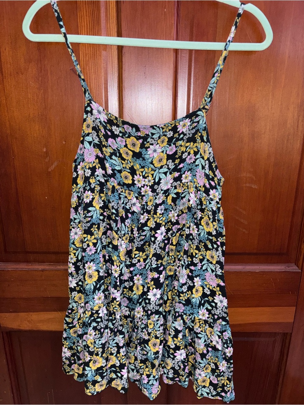 O'Neill Black Floral Mini Dress with Yellow and Pink Blooms